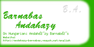 barnabas andahazy business card